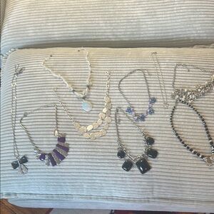 Elegant Silver and Purple Necklace Set